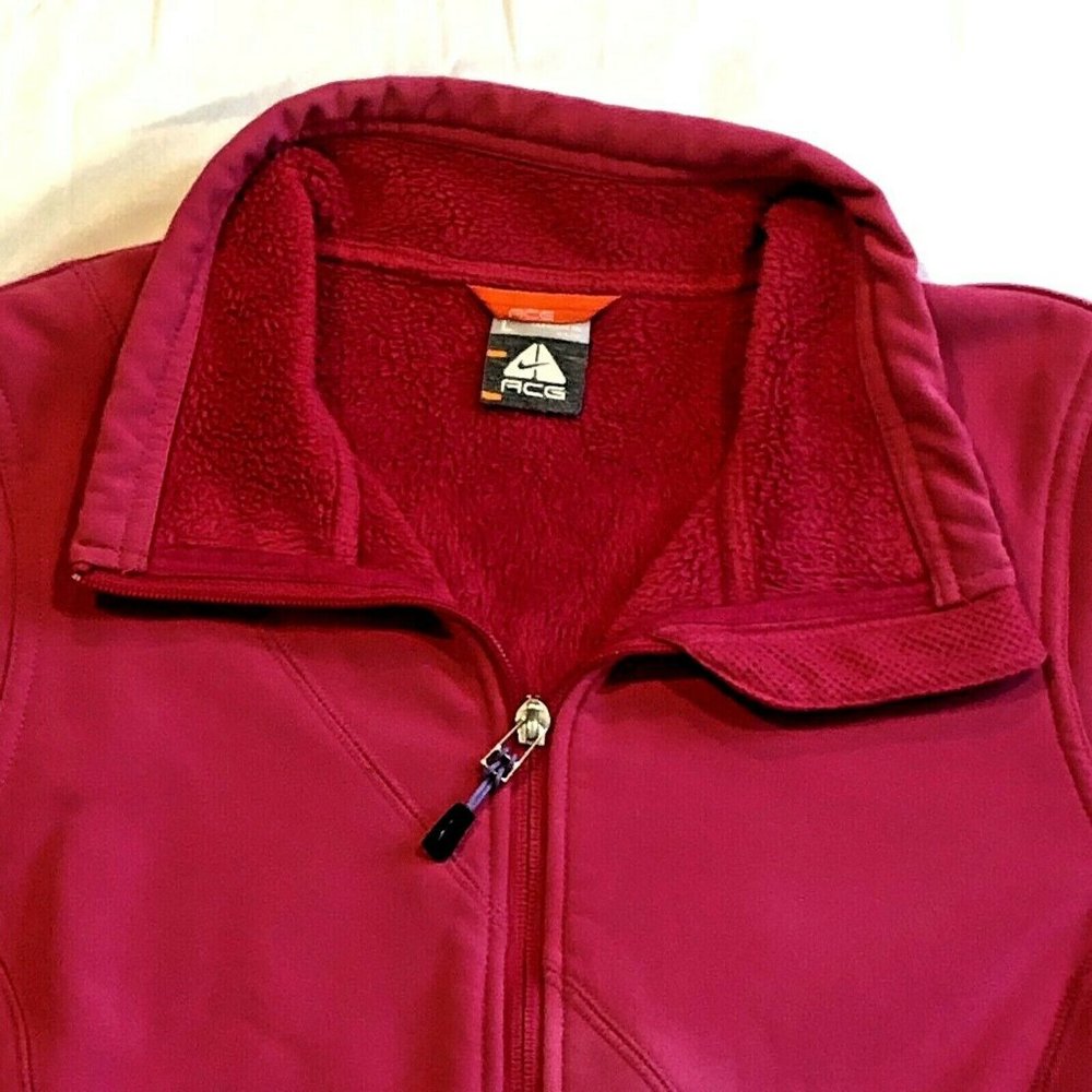 Nike ACG Softshell Full Zip Stretch Jacket Ski Womens Size Large Outdoors Red - Picture 4 of 10
